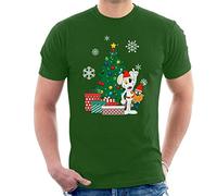 Danger Mouse and Penfold Around The Christmas Tree Men's T-Shirt Bottle Green