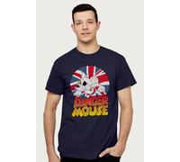 Danger Mouse Men's Frowning Union Jack T-Shirt in Navy | Size: Medium Danger Mouse Navy M