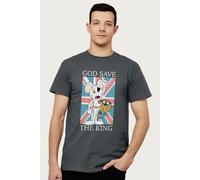 Danger Mouse Men's God Save The King Union Jack T-Shirt in Charcoal | Size: Medium Danger Mouse Charcoal M