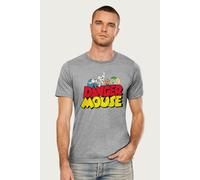 Danger Mouse Men's Logo With Characters T-Shirt in Mid Grey | Size: 2XL Danger Mouse Mid Grey 2XL