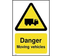 Danger Moving Vehicles Sign - 200mm x 300mm - Self Adhesive Sticker (WG71)