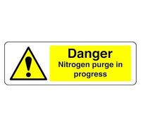 Danger Nitrogen Purge In Progress - safety sign- 3mm Aluminum Dibond for indoor/outdoor usage (600mm x 200mm) 7m Viewing Distance.