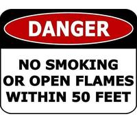 Danger No Smoking Open Flames Within 50 Feet Warning Metal Sign Tin Signs Aluminum Sign for Outdoors Use Yard Farm Fence Home Wall Decor 12x16 inch