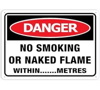 Danger No Smoking Or Naked Flames Within Metres 12X8 Inches Metal Aluminum Signs, Weather Resistant, Weatherproof, Indoor Or Outdoor