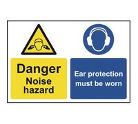 Danger Noise Hazard Ear Protection Must Be Worn Sign - Self-Adhesive PVC - 200 x 300mm