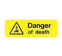 Danger Of Death Sign, 10 X 3 Inch Acrylic Plastic Sign With Symbols, Self-Adhesive, For Restaurant, Salons, Hotel, Motel, Rest Stops, Public Restrooms