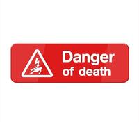 Danger Of Death Sign For House (With Strong Adhesive Tape), 10" X 3" Premium Durable For Home & Office,Acrylic Signs For Front Door/Wall/Window, Clear And Easy To Read