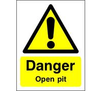 Danger open pit Safety sign - 1.2mm Rigid plastic 300mm x 200mm