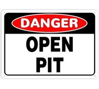 Danger Open Pit Warning Metal Sign Tin Signs Aluminum Plaque for Outdoors Use Yard Farm Fence Home Wall Decor 8x12 inch