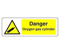 Danger Oxygen Gas Cylinder - safety sign - High tack self-adhesive sticker (150mm x 50mm) Viewing Distance within 3m.