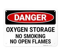 Danger Oxygen Storage No Smoking No Open Flames OSHA Sign, 10x7 Inches, 55 mil Thick HDPS (high Density polystyrene), Made in USA