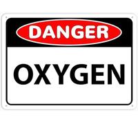 Danger Oxygen Warning Metal Sign Tin Signs Aluminum Plaque for Outdoors Use Yard Farm Fence Home Wall Decor 8x12 inch