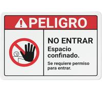 Danger Permission Is Required To Enter Bilingual Spanish Warning Metal Sign Tin Signs Aluminum Sign for Outdoors Use Yard Farm Fence Home Wall Decor 8x12 inch