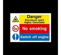 Danger Petroleum spirit - Highly Flammable Plastic Sign with 4 Pre-Drilled Holes (MP31) - Danger, Caution, Flammable, Ear Protection, No Smoking, Harness, Men at work
