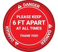 Danger Please Keep 6 Ft Apart At All Times Thank You Osha Circular Sign Safety Restriction Alert Attention Caution Warning Notice Aluminum Metal Tin 12"X12" Sign Plate