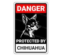 Danger Protected By Chihuahua Beware Of Dog Sign Aluminum Metal Tin Signs Door Sign Warning Sign For Fence Gate Yard Home Wall Decor 8x12 Inch