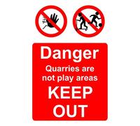 Danger quarries are not play areas keep out Safety sign - 1.2mm Rigid plastic 400mm x 300mm