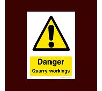 Danger Quarry Working Plastic Sign with 4 Pre-Drilled Holes (WG59) - Men Working, Very Hot Water, Mind Head, Mind Step, Water, Hot, Vehicles, Fragile Roof