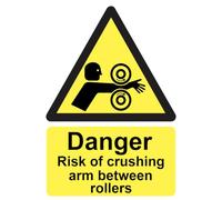 Danger Risk Of Crushing Arm Between Rollers Warning Site Safety Warning Sign Adhesive Sticker A4 297mm x 210mm