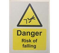Danger risk of falling Warning safety sign - Self adhesive sticker 400mm x 300mm