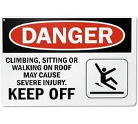 Danger Roof Access Sign Climbing, Sitting Or Walking On Roof May Cause Severe Injury Keep Off Tin Warning Metal Sign Vintage Wall Decor for Home Farm 8x12 Inch