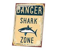 Danger Shark Zone Danger Metal Sign Home Pub Wall Decor 8X12
