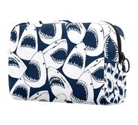 Danger Sharks Cosmetic Bag for Women, Travel Toiletries Bags Large Makeup Handy Pouch Organiser Bag with Zipper
