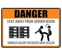 Danger Sign,Stay Away From Server Room Electricity Machine Safety Info Security Signs,Serious Injury Or Death May Occur Aluminum Tin Outdoor Sign,Garage,Man Cave,Bedroom Wall Decor Gift 12X8 Inch