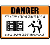 Danger Sign-Stay Away from Server Room,High Voltage Electrical Equipment Metal Sign,Aluminum Wall Decor for Home & Workplace-16x12 Inch