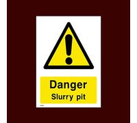 Danger Slurry Pit Plastic Sign - Warning, Farm, Dogs, Agriculture, Cattle, Sheep, Bull - (CA66)