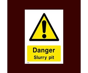 Danger Slurry Pit Plastic Sign - Warning, Farm, Dogs, Agriculture, Cattle, Sheep, Bull - (CA66)