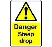 Danger steep drop safety sign - 1mm Plastic sign (400mm x 300mm)