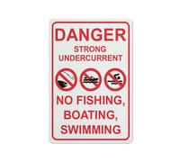 Danger Strong Undercurrent No Fishing Boating Swimming Sign Outdoor Metal Sign - 12 X 8 Metal Signs For Business, Workplace, Office, Home, Delivery Signs, Road Signs, Garden Signs