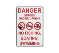 Danger Strong Undercurrent No Fishing Boating Swimming Sign Safe Sign, Signs Outdoor, 12 X 8 In, Sign For Home, Business, Driveway Alert