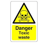 Danger toxic waste sign - 1.2mm Rigid plastic for indoor/outdoor usage (300mm x 200mm) Viewing Distance within 7m.