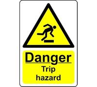 Danger Trip Hazard Safety Sign - 1mm Plastic Sign (100mm x 150mm)