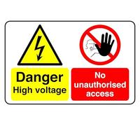 Danger Unauthorised Voltage Access - safety sign - 1.2mm Rigid plastic for indoor/outdoor usage (600mm x 400mm) Viewing Distance within 20m.