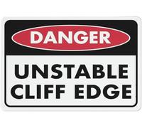 Danger Unstable Cliff Edge Metal Tin Sign Aluminum Warning Signs For Indoor & Outdoor Yard Lawn Sign Home Decor 12x16 inch