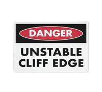 Danger Unstable Cliff Edge Sign 12 X 8 Inches Reflective Aluminum Metal Warning Signage With Symbol For Indoor Outdoor Use