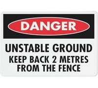 Danger Unstable Ground Keep Back Safety Restriction Alert Attention Caution Warning Notice Aluminum Metal Tin Plate Gift For Women Men 12x16 inch
