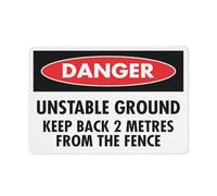 Danger Unstable Ground Keep Back Sign Safety Restriction Alert Attention Caution Warning Notice Aluminum Metal Tin 8"X12" Sign Plate