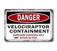 Danger Velociraptor Containment Dinosaur Park banner Decor Movie Memorabilia Poster Warning Metal Aluminum Sign