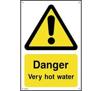 Danger Very Hot Water - 75mm x 100mm - 1.2mm Rigid Plastic Drilled Sign (WG60)