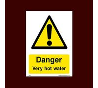 Danger very hot water Sticker/Self Adhesive Sign (WG60) - Men Working, Very Hot Water, Mind Head, Mind Step, Water, Hot, Vehicles, Fragile Roof