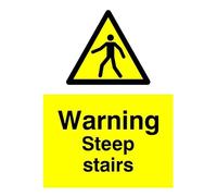 Danger Warning Steep Stairs Sign Self Adhesive Gloss Sticker 160mm x 125mm