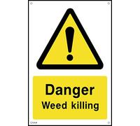 Danger Weed Killing Sign- 300mm x 400mm - 1.2mm Rigid Plastic Drilled Sign (CA24)