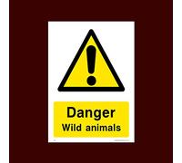 Danger Wild Animals Plastic Sign with double sided fixing tape (CA23) - Warning, Farm, Dogs, Agriculture, Cattle, Sheep, Bull