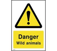 Danger Wild Animals Sign - 200mm x 300mm - Self Adhesive Sticker (CA23)