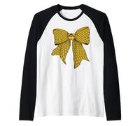 Danger Zone Warning Caution Tape Pattern Girl Coquette Bow Raglan Baseball Tee