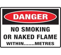 Dangerno Smoking Or Naked Flames Within Metres Small Rectangular Sign for House/Business, Window/Front Door Acrylic Sign (6 X 8 in)